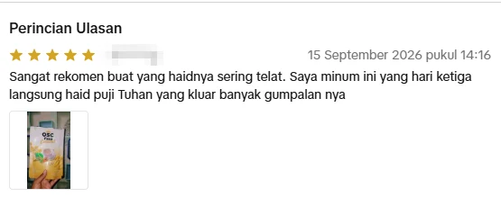 Screenshot ulasan asli dari Shopee Indonesia, nama pembeli disamarkan