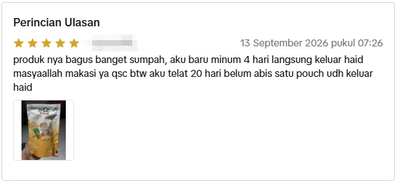 Screenshot ulasan asli dari Shopee Indonesia, nama pembeli disamarkan