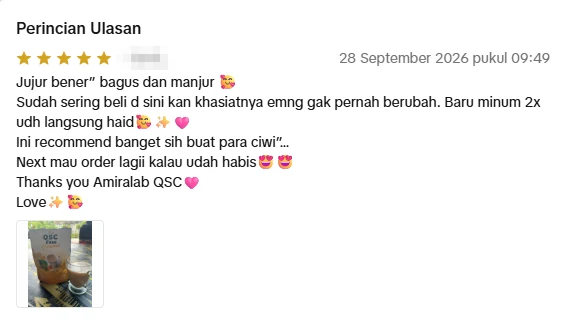 Screenshot ulasan asli dari Shopee Indonesia, nama pembeli disamarkan